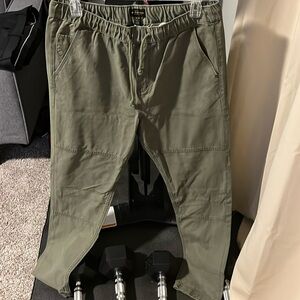 Slim XL Elastic Waist Green Pants
